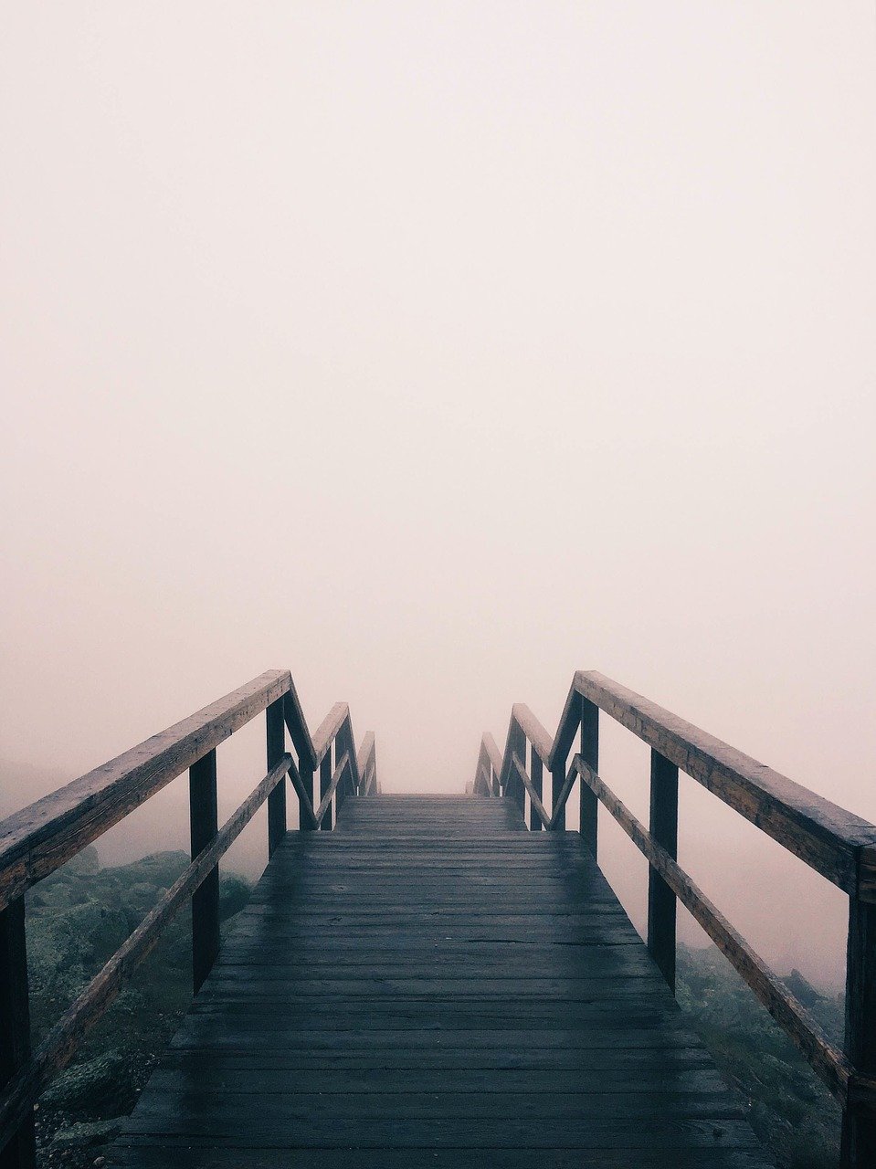 wooden bridge, foggy, bridge
